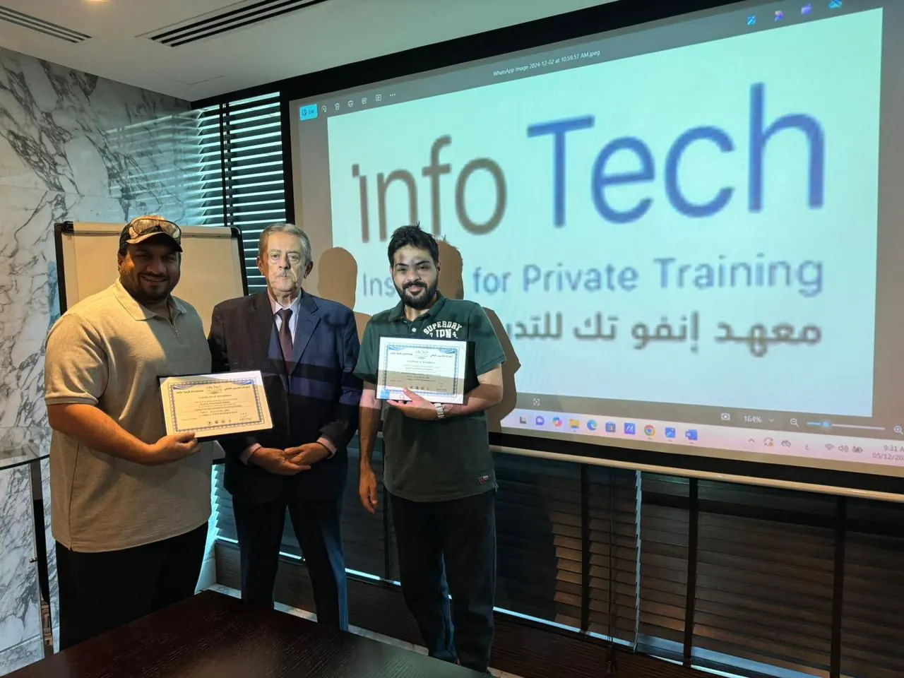 Certificates presented at the close of a course